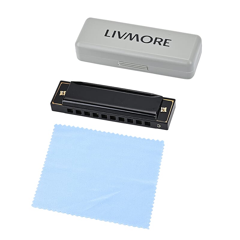 Livmore Black Harmonica with Aluminum Shell