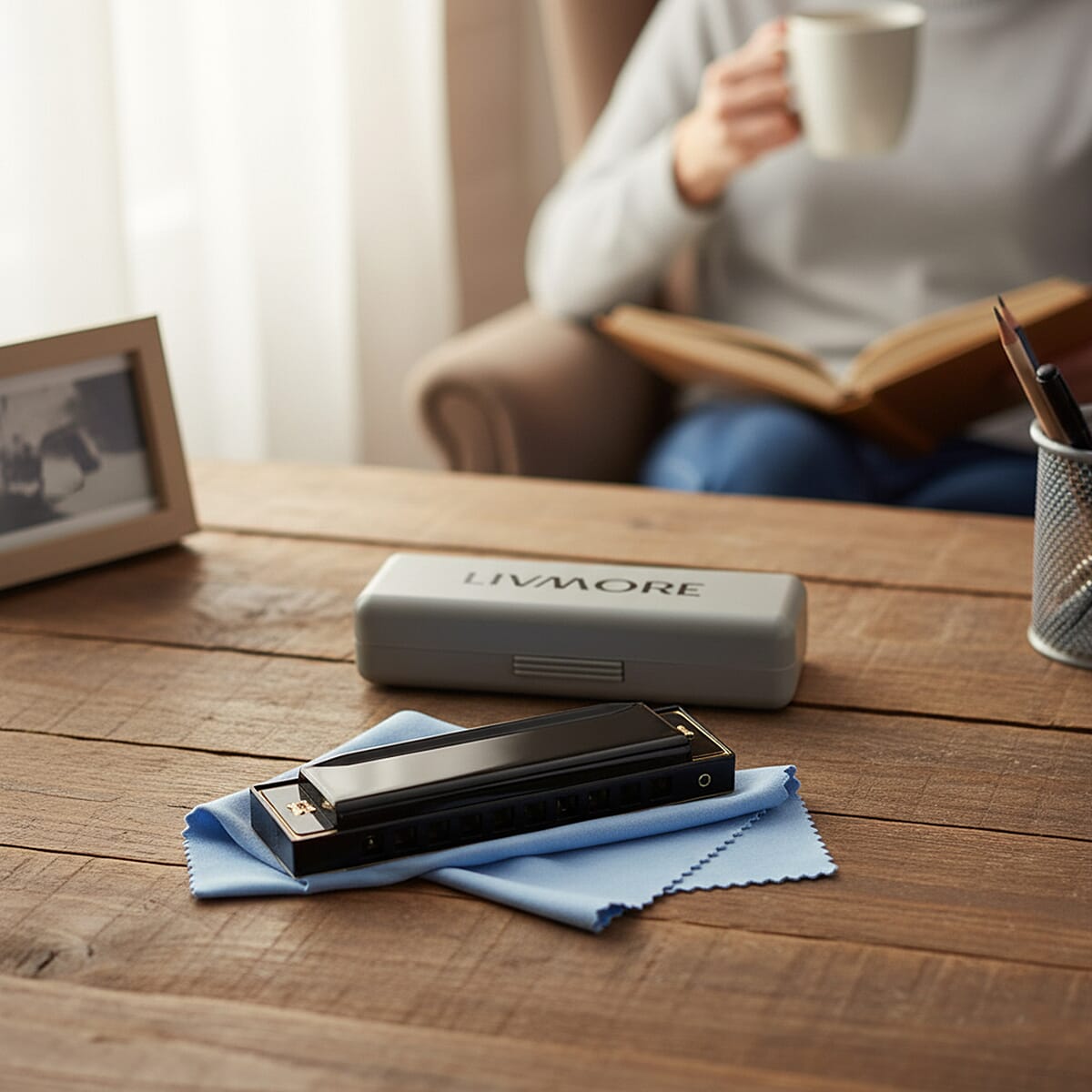 Black Harmonica with Aluminum Shell image number 1