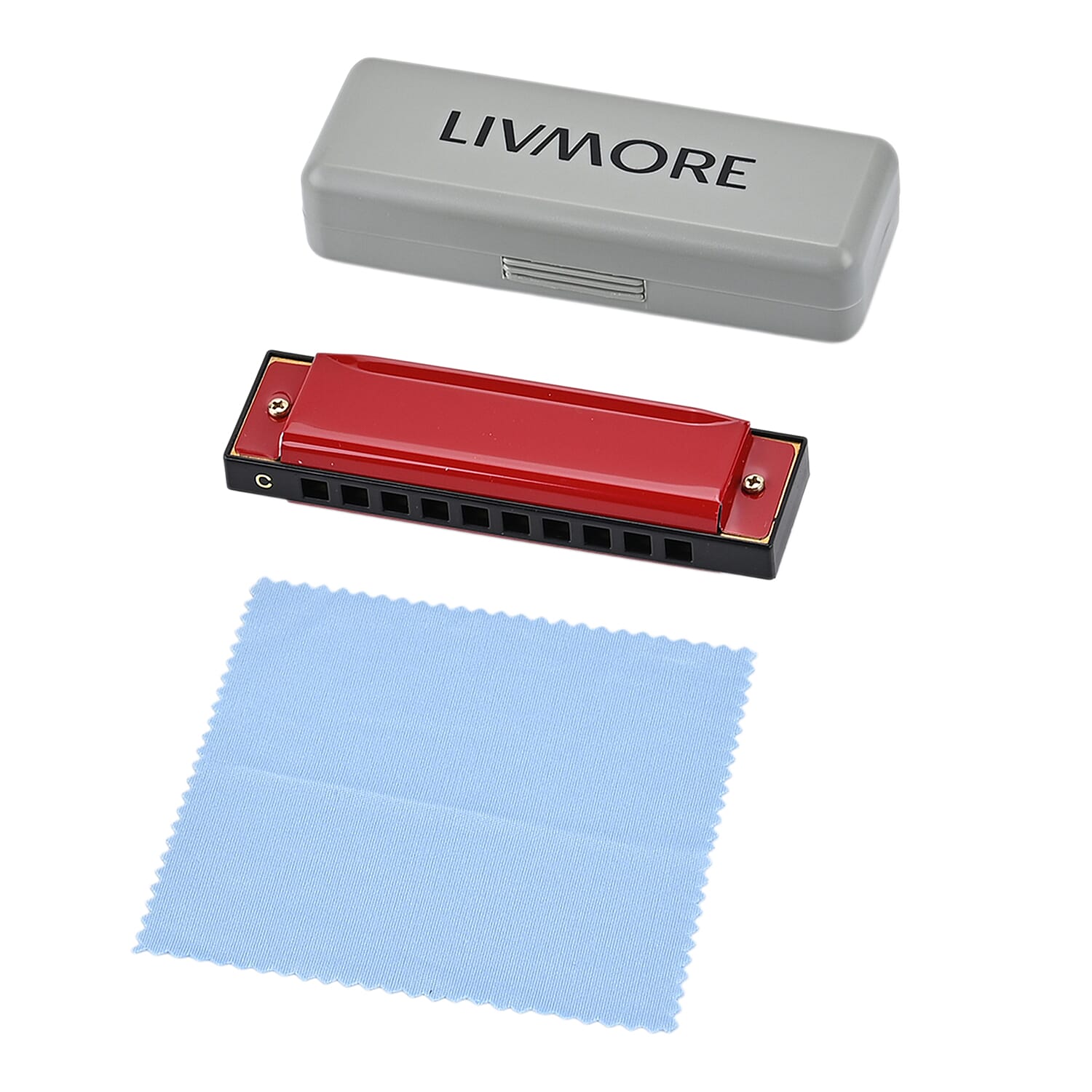 Livmore Red Harmonica with Aluminum Shell