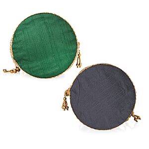 Livmore Green & Dark Gray Set of 2 Handcrafted Zardozi Work Potli Bag