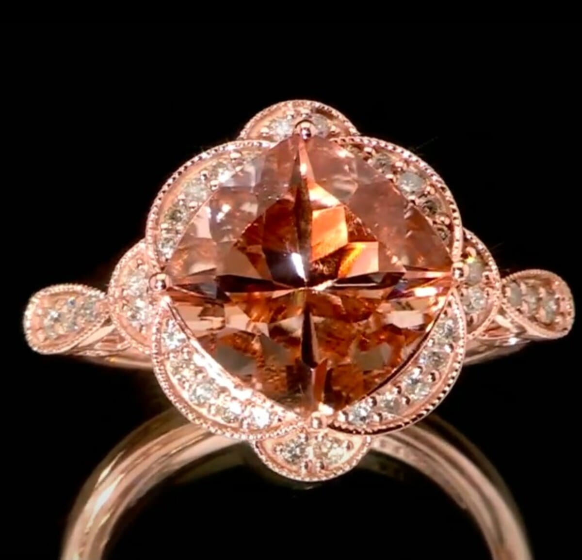 Luxoro AAA Marropino Morganite and G-H I2 Diamond 7.00 ctw Ring in 10K Rose  Gold (Size 10.0) 4.74 Grams image number 0