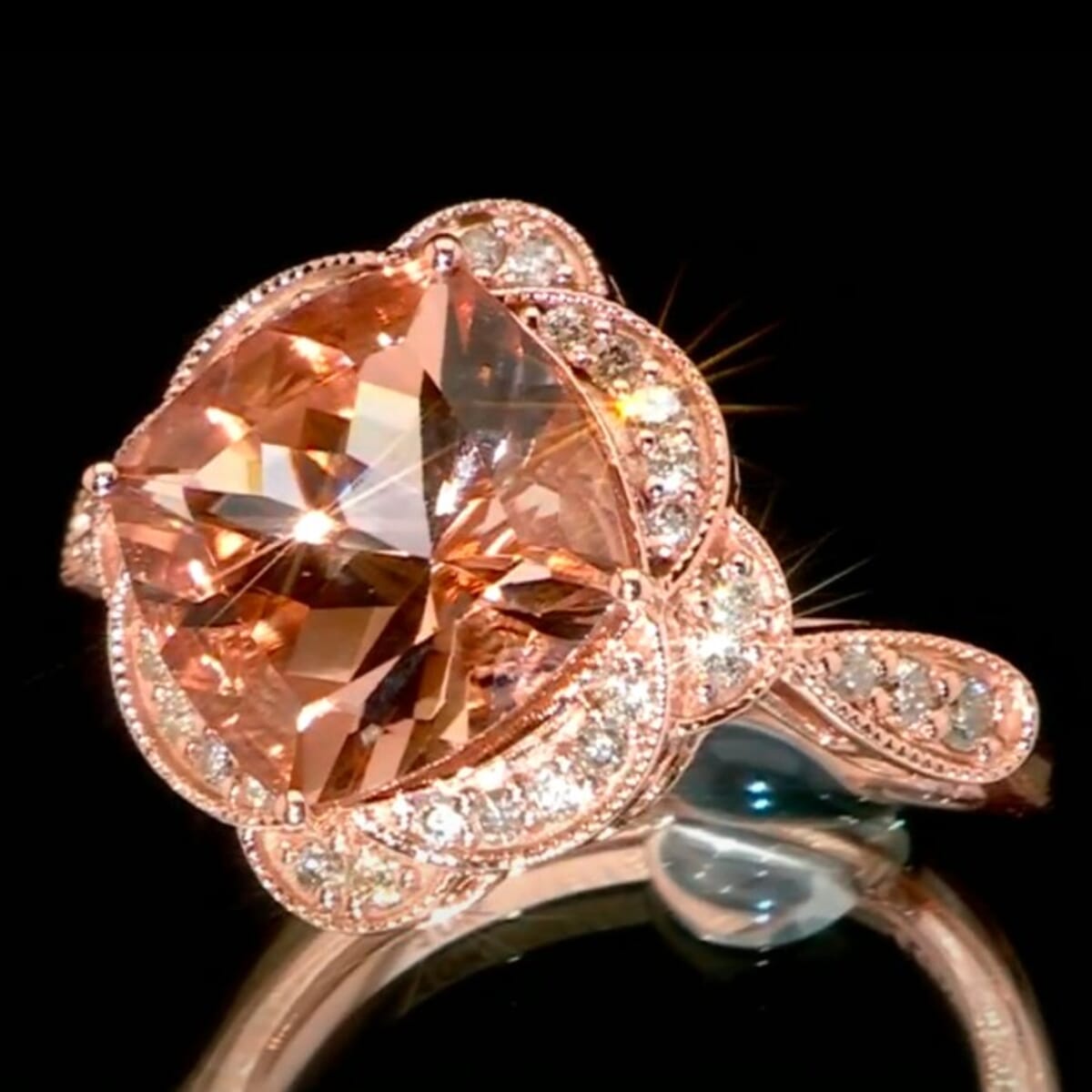 Luxoro AAA Marropino Morganite and G-H I2 Diamond 7.00 ctw Ring in 10K Rose  Gold (Size 10.0) 4.74 Grams image number 1
