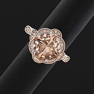 Luxoro AAA Marropino Morganite, Diamond Ring in 10K Rose Gold 7.00 ctw (Size 10.0)