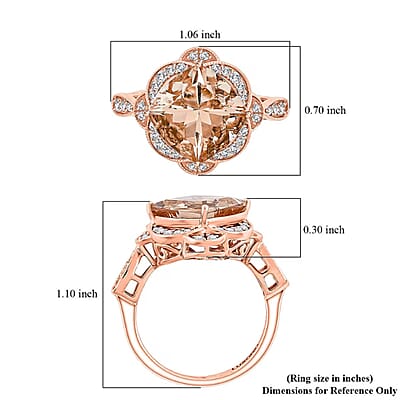 Luxoro AAA Marropino Morganite, Diamond Ring in 10K Rose Gold 7.00 ctw (Size 5.0)