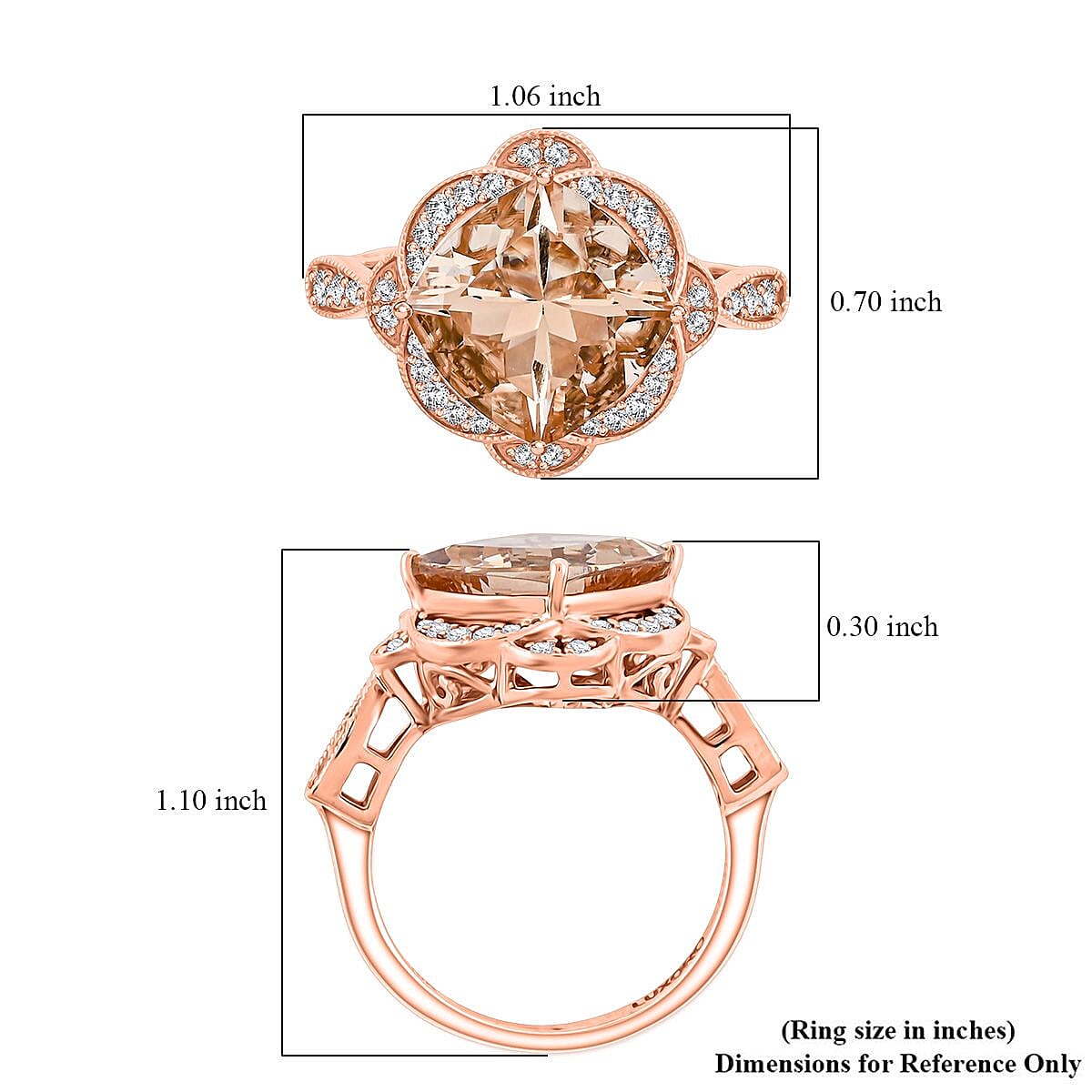 Black Friday Doorbuster Deal Luxoro 10K Rose Gold AAA Marropino Morganite, Diamond (G-H, I2) (0.44 cts) Ring (Size 6.0) (4.74 g) 7.00 ctw image number 5