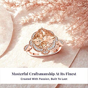 Luxoro AAA Marropino Morganite, Diamond Ring in 10K Rose Gold 7.00 ctw (Size 7.0)