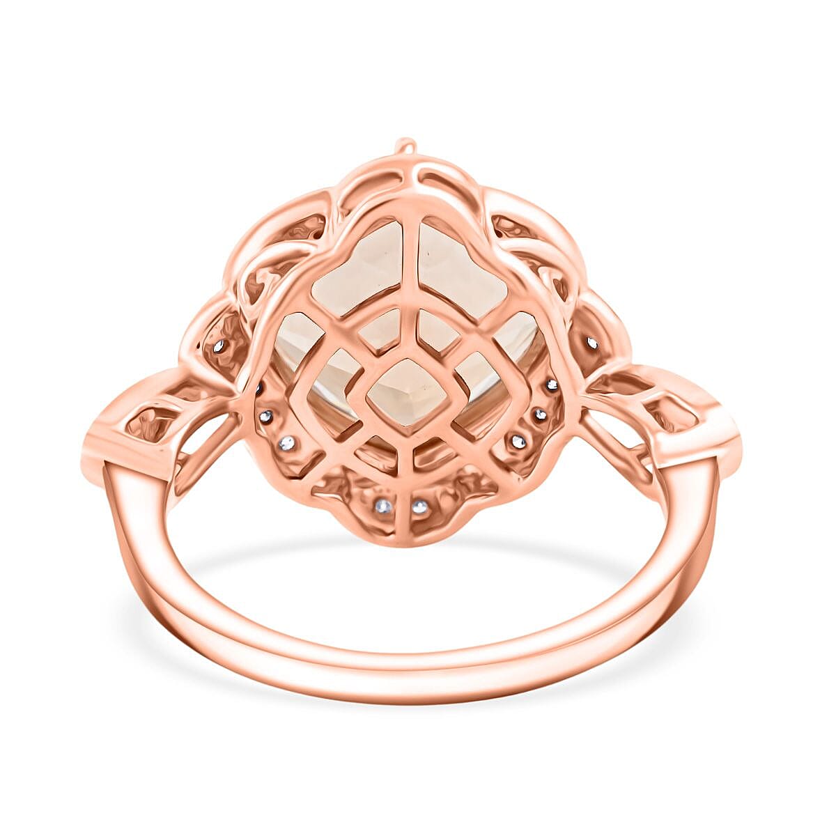 Luxoro AAA Marropino Morganite and G-H I2 Diamond 7.00 ctw Ring in 10K Rose Gold (Size 7.0) 4.74 Grams image number 4