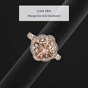 Luxoro AAA Marropino Morganite, Diamond Ring in 10K Rose Gold 7.00 ctw (Size 7.5)