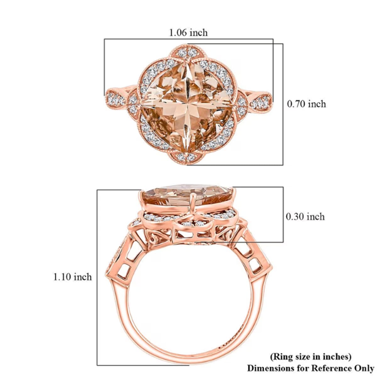 Luxoro AAA Marropino Morganite, Diamond Ring in 10K Rose Gold 7.00 ctw (Size 7.5) image number 6