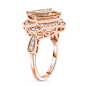 Luxoro AAA Marropino Morganite, Diamond Ring in 10K Rose Gold 7.00 ctw (Size 8.5)