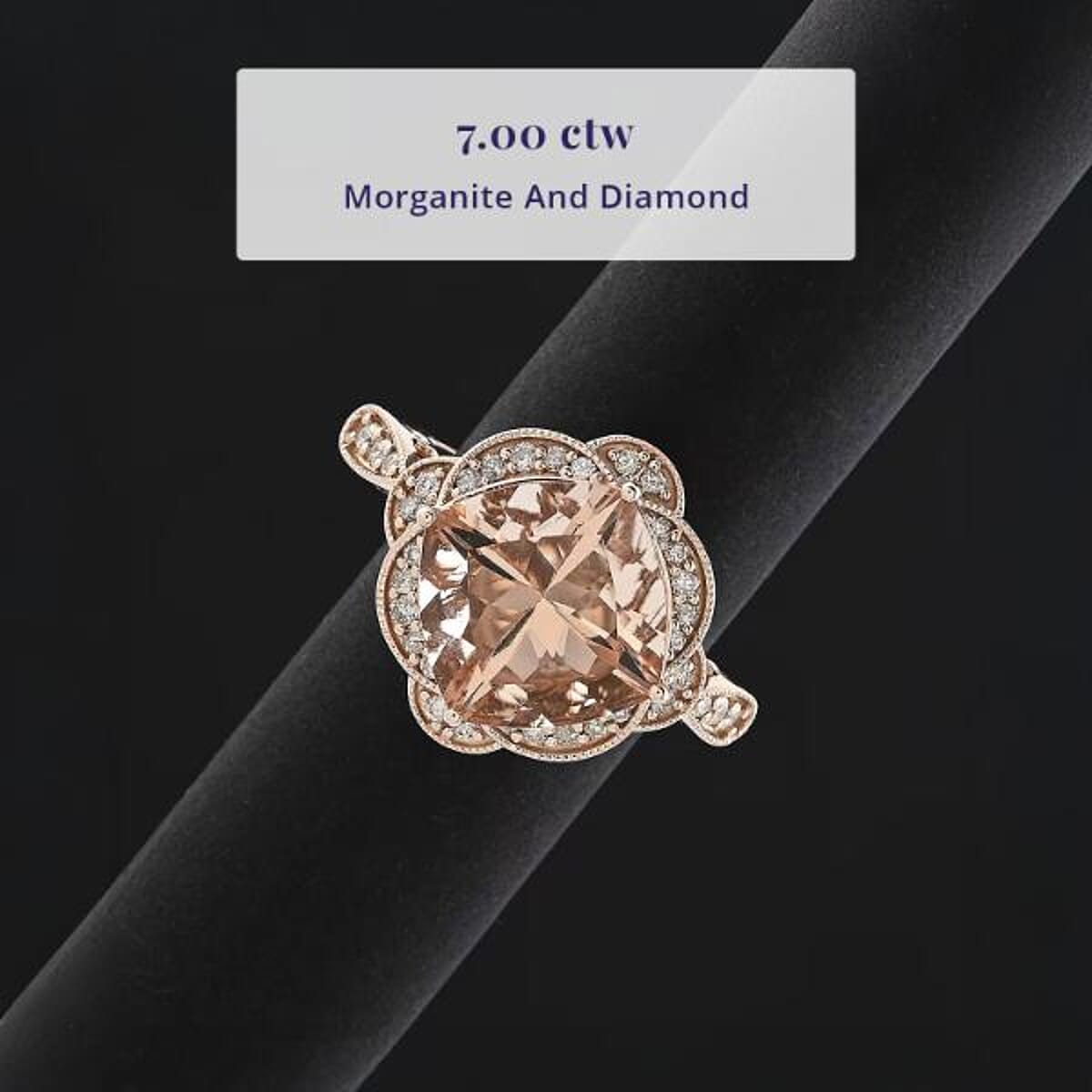 Luxoro AAA Marropino Morganite, Diamond Ring in 10K Rose Gold 7.00 ctw (Size 9.5) image number 2