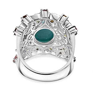 D'Joy Sleeping Beauty Turquoise, Multi Gemstone 4.75 ctw Ring in Sterling Silver (Size 6.5)