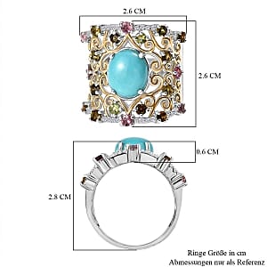 D'Joy Sleeping Beauty Turquoise, Multi Gemstone 4.75 ctw Ring in Sterling Silver (Size 6.5)