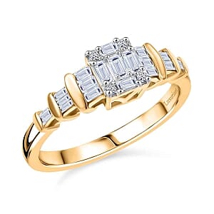 Luxuriant Lab Grown Diamond 0.51 ctw Ring in 18K Vermeil Yellow Gold Over Sterling Silver (Size 11.5)
