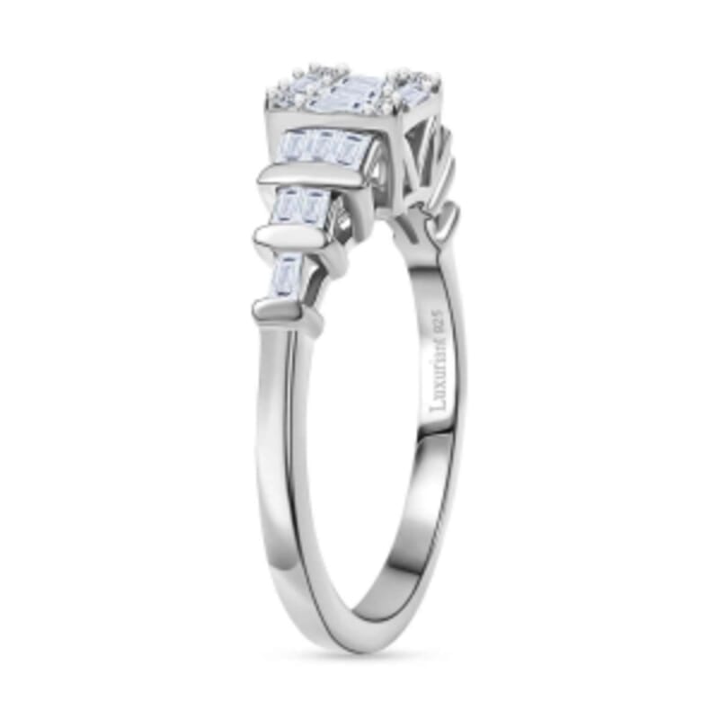 Luxuriant Lab Grown Diamond G-H SI 0.50 ctw Ring in Rhodium Over Sterling Silver (Size 9.0)