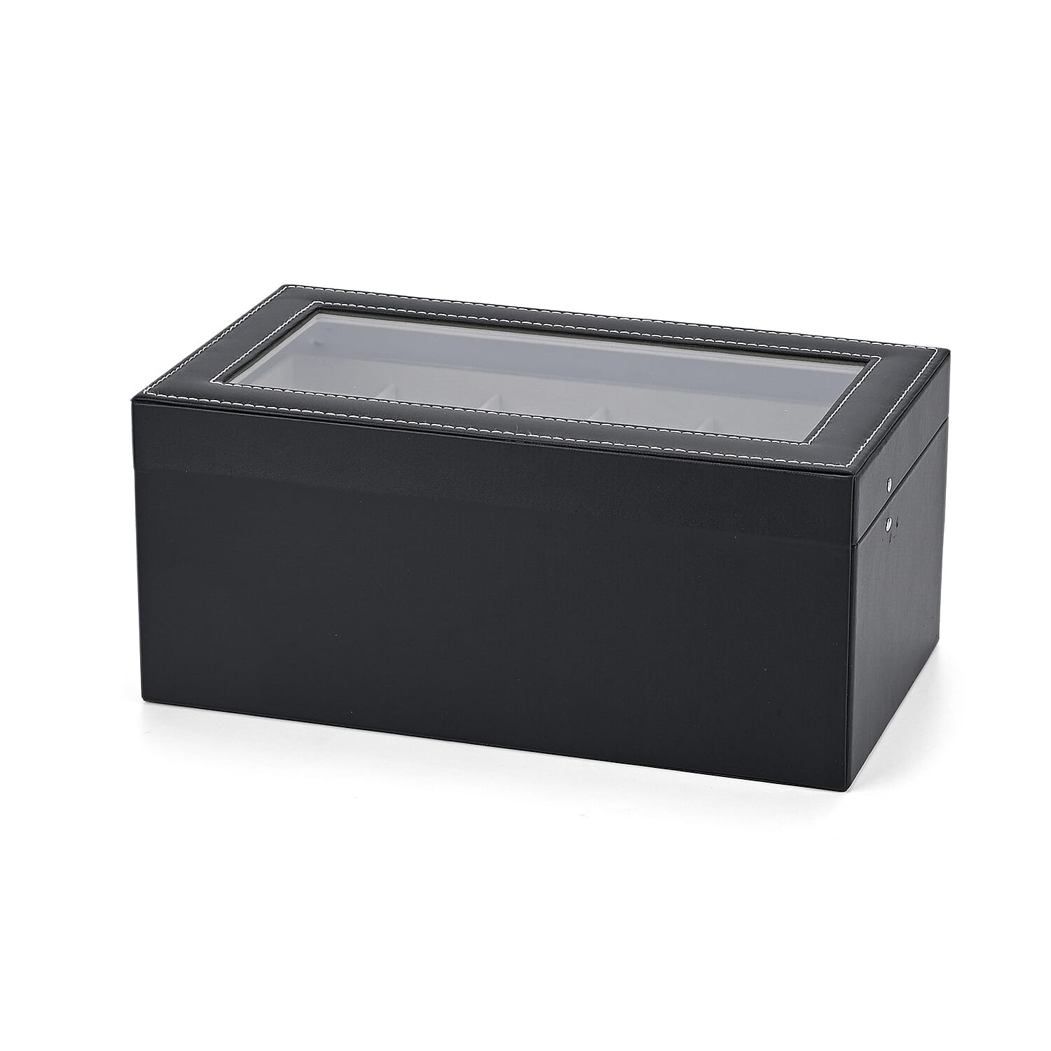 Livemore Black Faux Leather 2 Layer Watch Box with Glass Window 