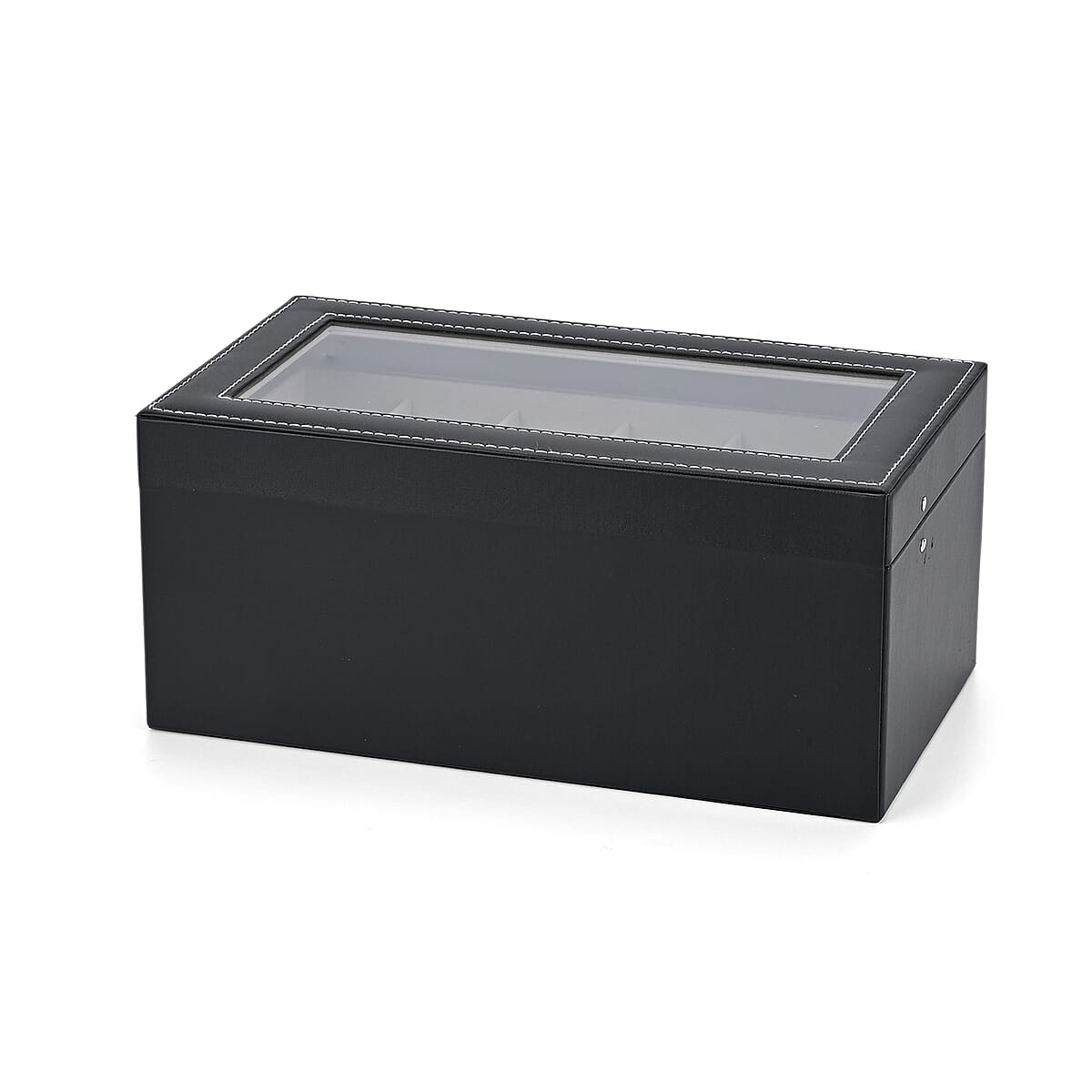 Livemore Black Faux Leather 2 Layer Watch Box with Glass Window  image number 4