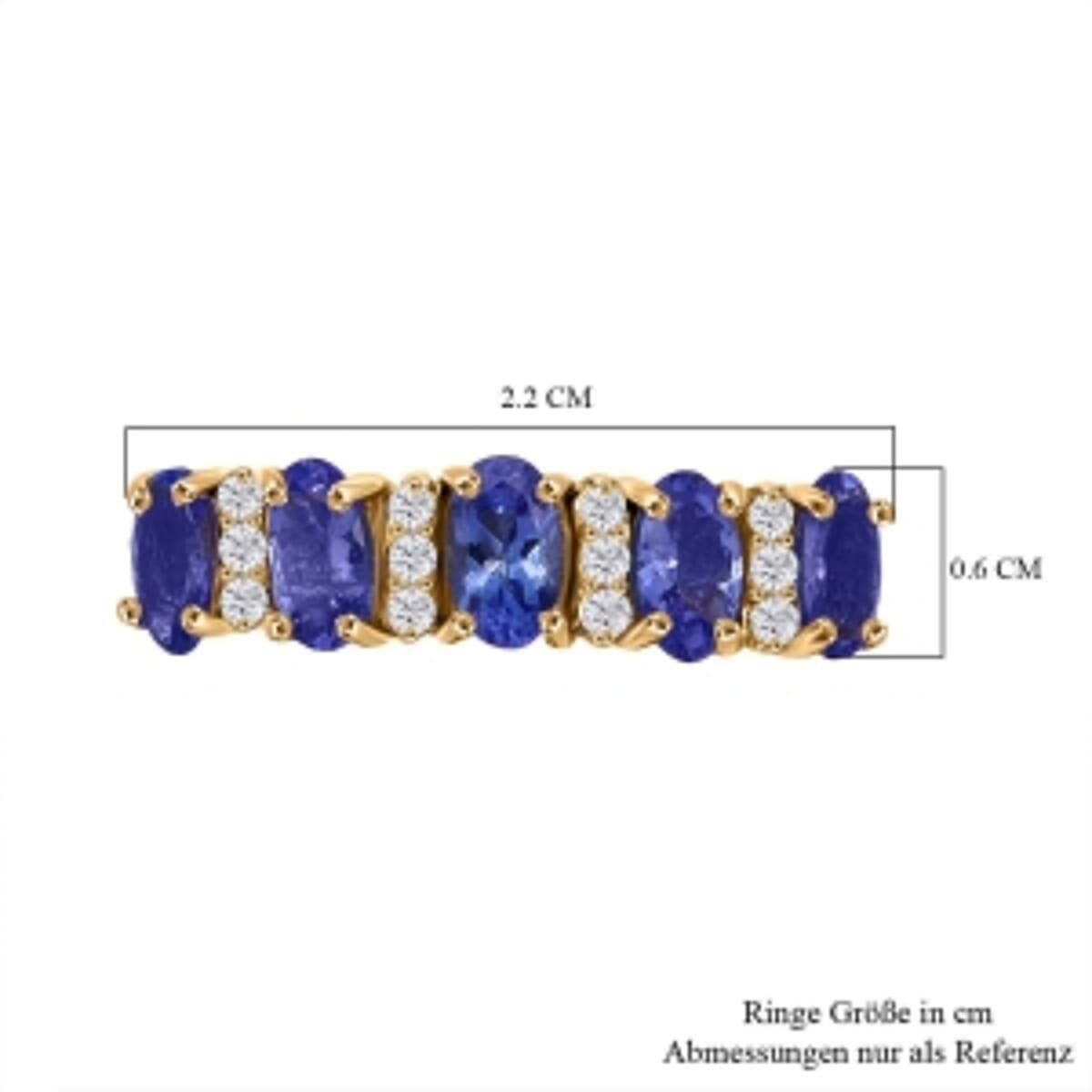 Tanzanite and Moissanite 1.25 ctw Ring in 14K YG Plated Sterling Silver (Size 8) image number 6