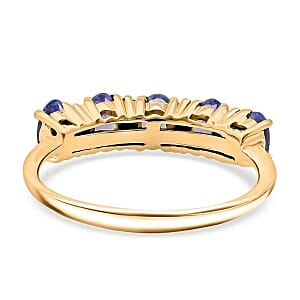 Tanzanite and Moissanite 1.25 ctw Ring in 14K YG Plated Sterling Silver (Size 10)