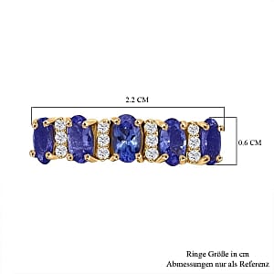 Tanzanite and Moissanite 1.25 ctw Ring in 14K YG Plated Sterling Silver (Size 10)