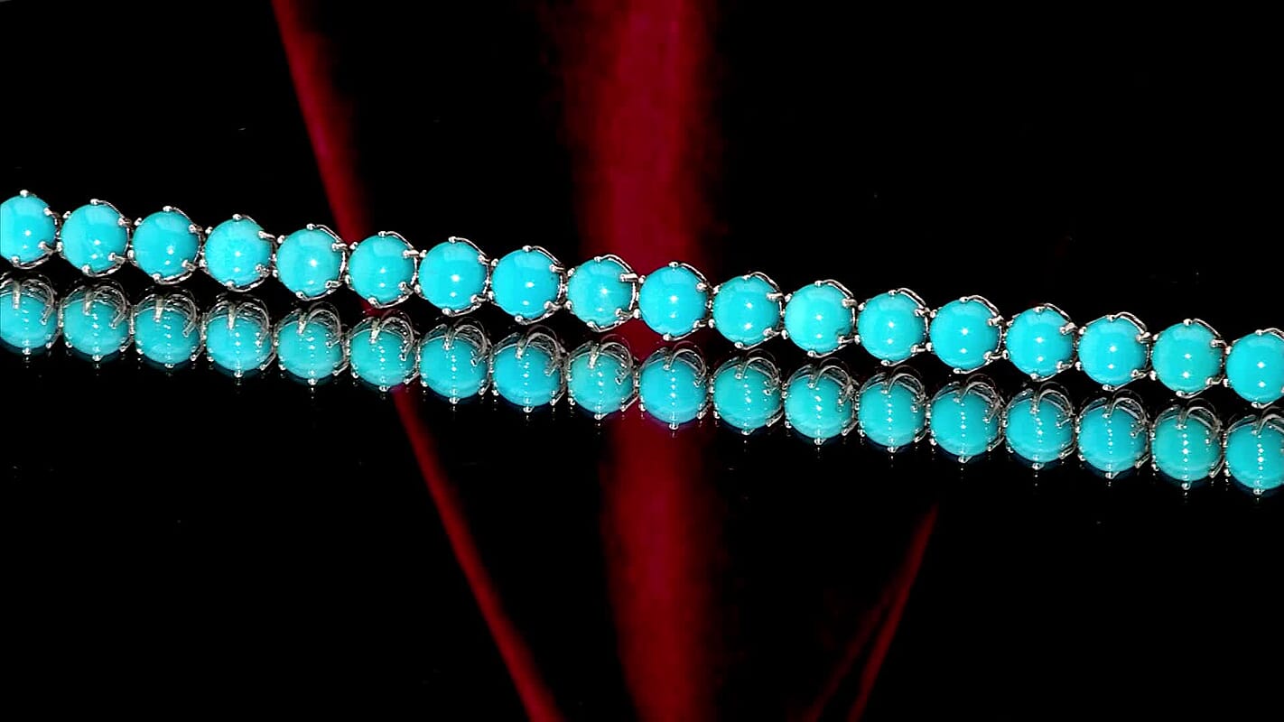 D'Joy Sleeping Beauty Turquoise 26.10 ctw Bracelet in Rhodium Over Sterling Silver (7.25 In)
