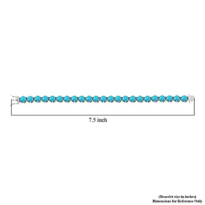 D'Joy Sleeping Beauty Turquoise 26.10 ctw Royal Link Artistry Bracelet in Rhodium Over Sterling Silver (7.25 In)