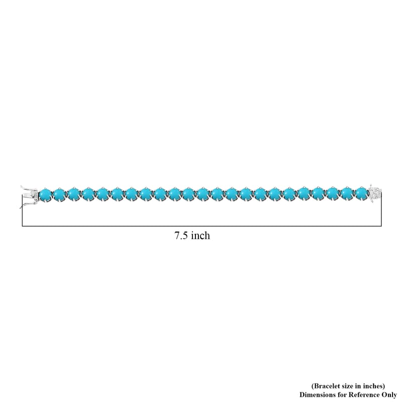 D'Joy Sleeping Beauty Turquoise 26.10 ctw Royal Link Artistry Bracelet in Rhodium Over Sterling Silver (7.25 In)