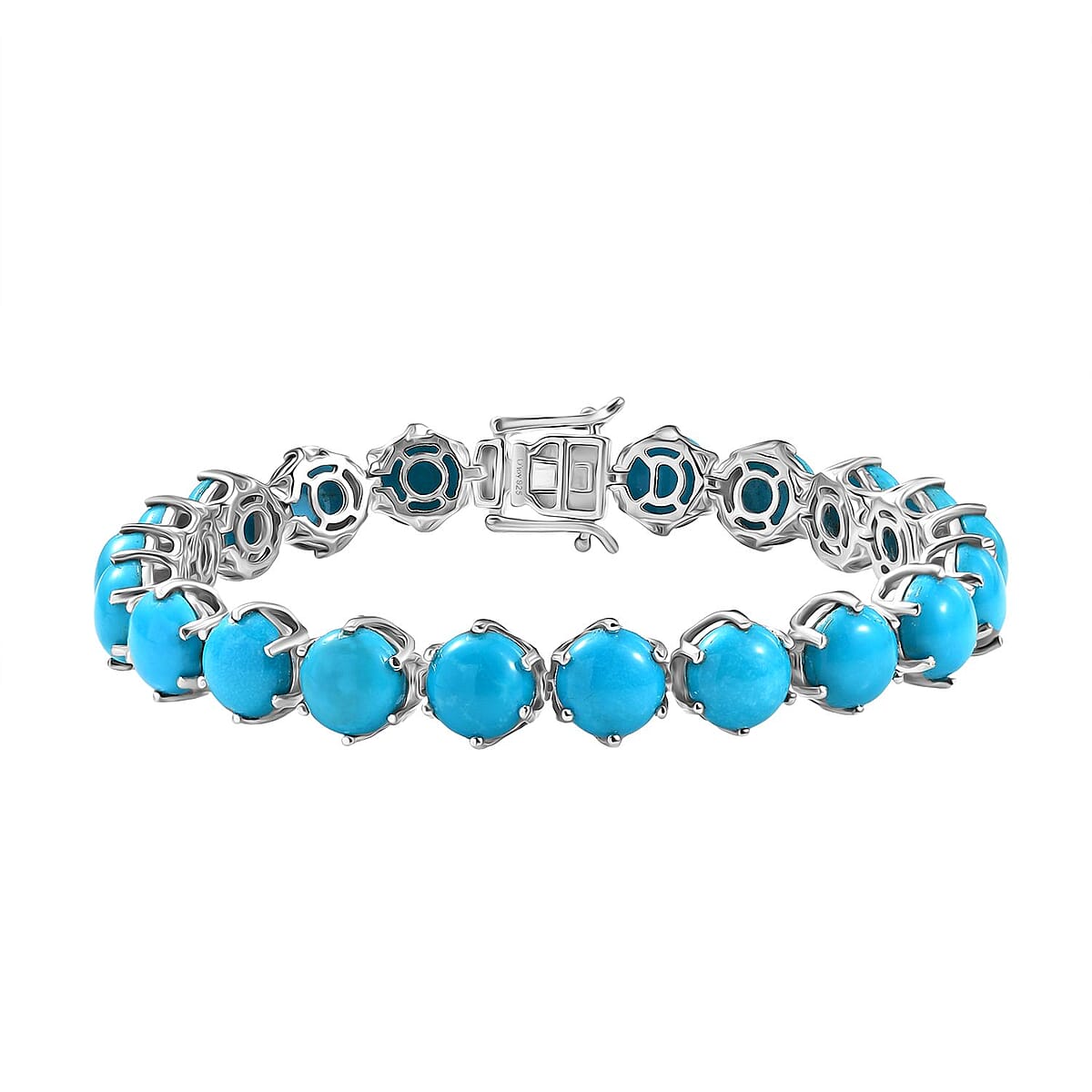 D'Joy Sleeping Beauty Turquoise 23.15 ctw Royal Link Artistry Bracelet in Rhodium Over Sterling Silver (6.50 In) image number 0