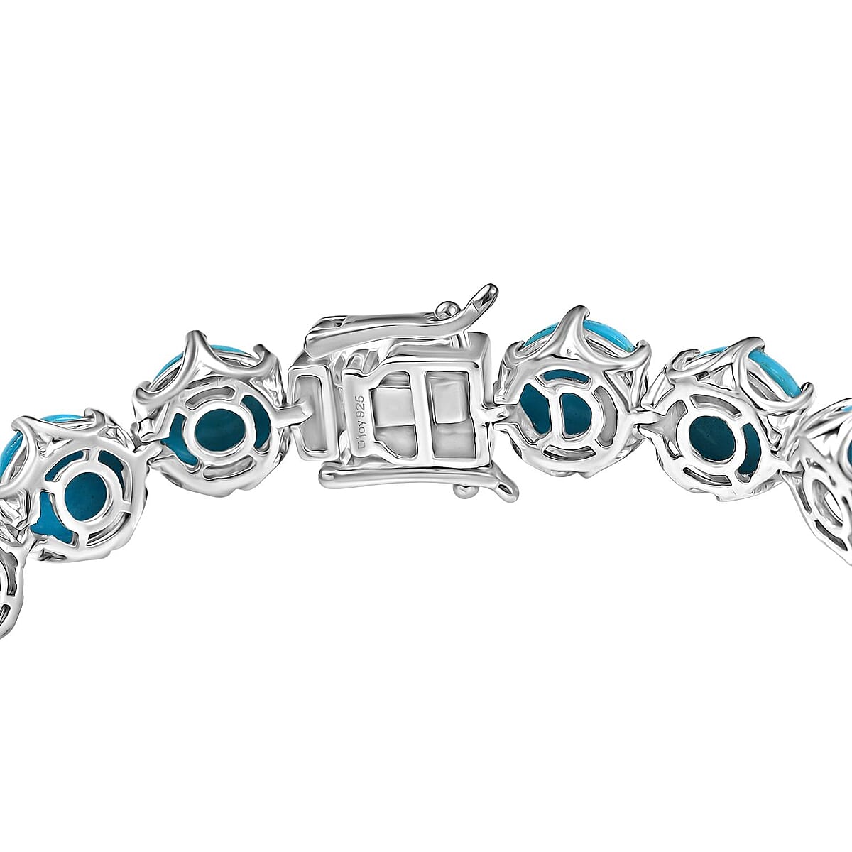D'Joy Sleeping Beauty Turquoise 23.15 ctw Royal Link Artistry Bracelet in Rhodium Over Sterling Silver (6.50 In) image number 3