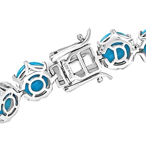 D'Joy Sleeping Beauty Turquoise 28.35 ctw Royal Link Artistry Bracelet in Rhodium Over Sterling Silver (8.00 In)