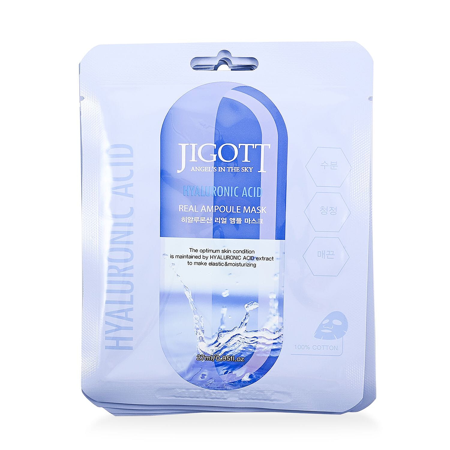 JIGOTT Real Ampoule Cotton Mask Brightening Collection- Hyalluronic Acid, Pearl, & Pomegranate (3x10 each) 