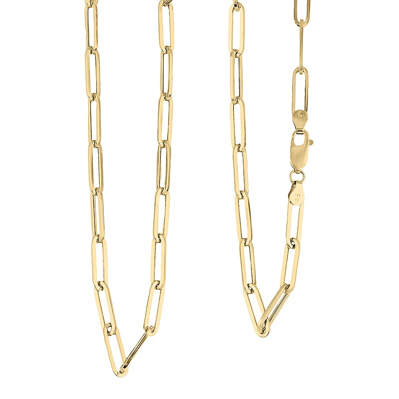 10K Yellow Gold 4mm Paper Clip Chain Necklace 24 Inches 6.70 Grams