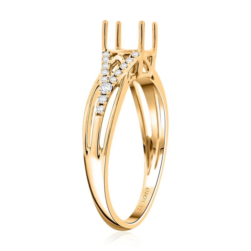 Luxoro 14K Yellow Gold Diamond (I2) Mounting Ring (Size 10.0) (8x6mm) 0.20 ctw