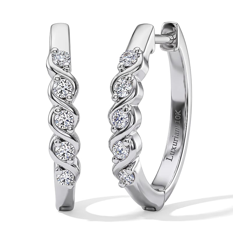 Luxuriant Lab Grown Diamond E-F VS 0.30 ctw Hoop Earrings in 10K White Gold
