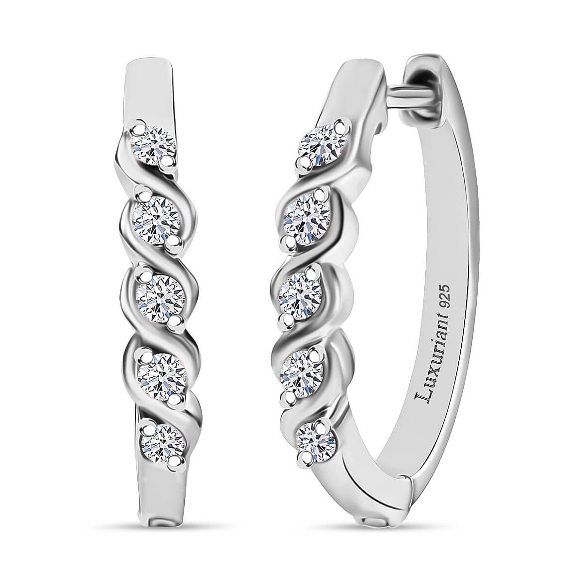 Luxuriant Lab Grown Diamond E-F VS Hoop Earrings in Rhodium Over Sterling Silver 0.30 ctw image number 0