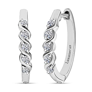 Luxuriant Lab Grown Diamond E-F VS Hoop Earrings in Rhodium Over Sterling Silver 0.30 ctw