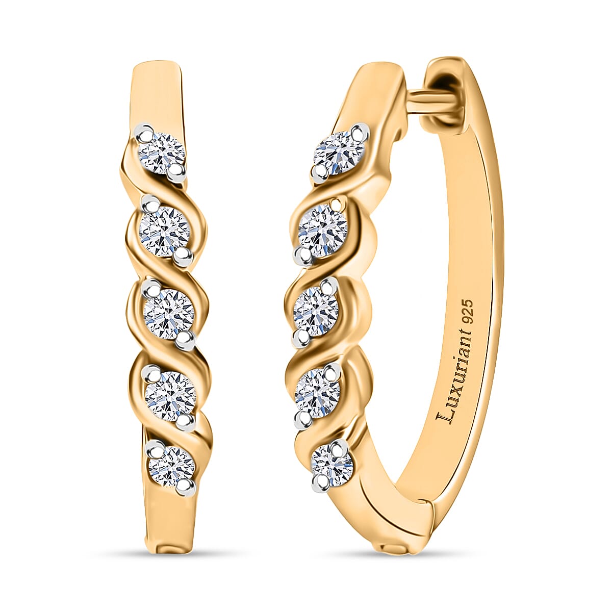 Luxuriant Lab Grown Diamond E-F VS 0.30 ctw Hoop Earrings in 18K Vermeil Yellow Gold Over Sterling Silver image number 0