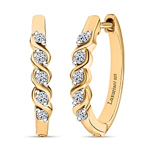 Luxuriant Lab Grown Diamond E-F VS 0.30 ctw Hoop Earrings in 18K Vermeil Yellow Gold Over Sterling Silver