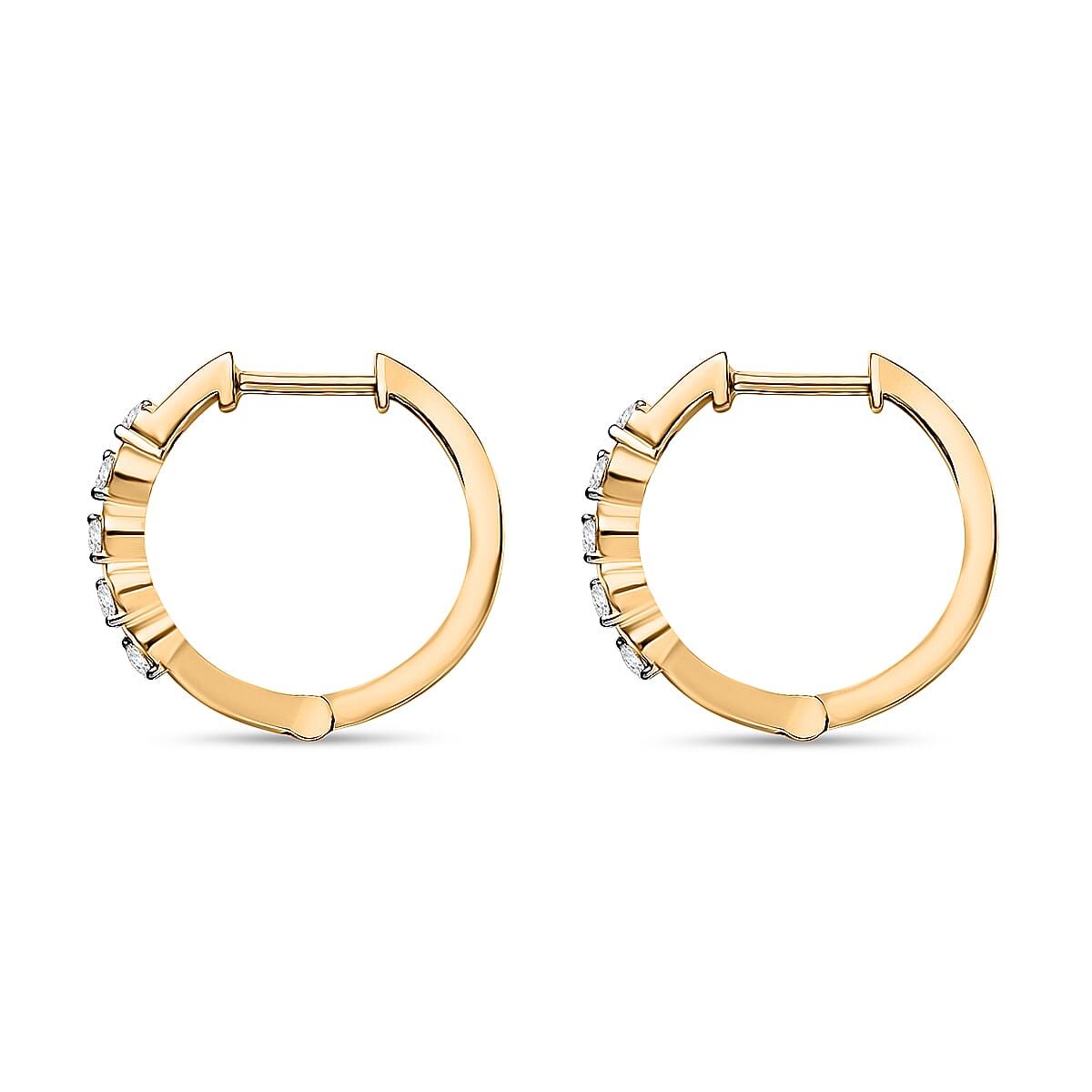 Luxuriant Lab Grown Diamond E-F VS 0.30 ctw Hoop Earrings in 18K Vermeil Yellow Gold Over Sterling Silver image number 2