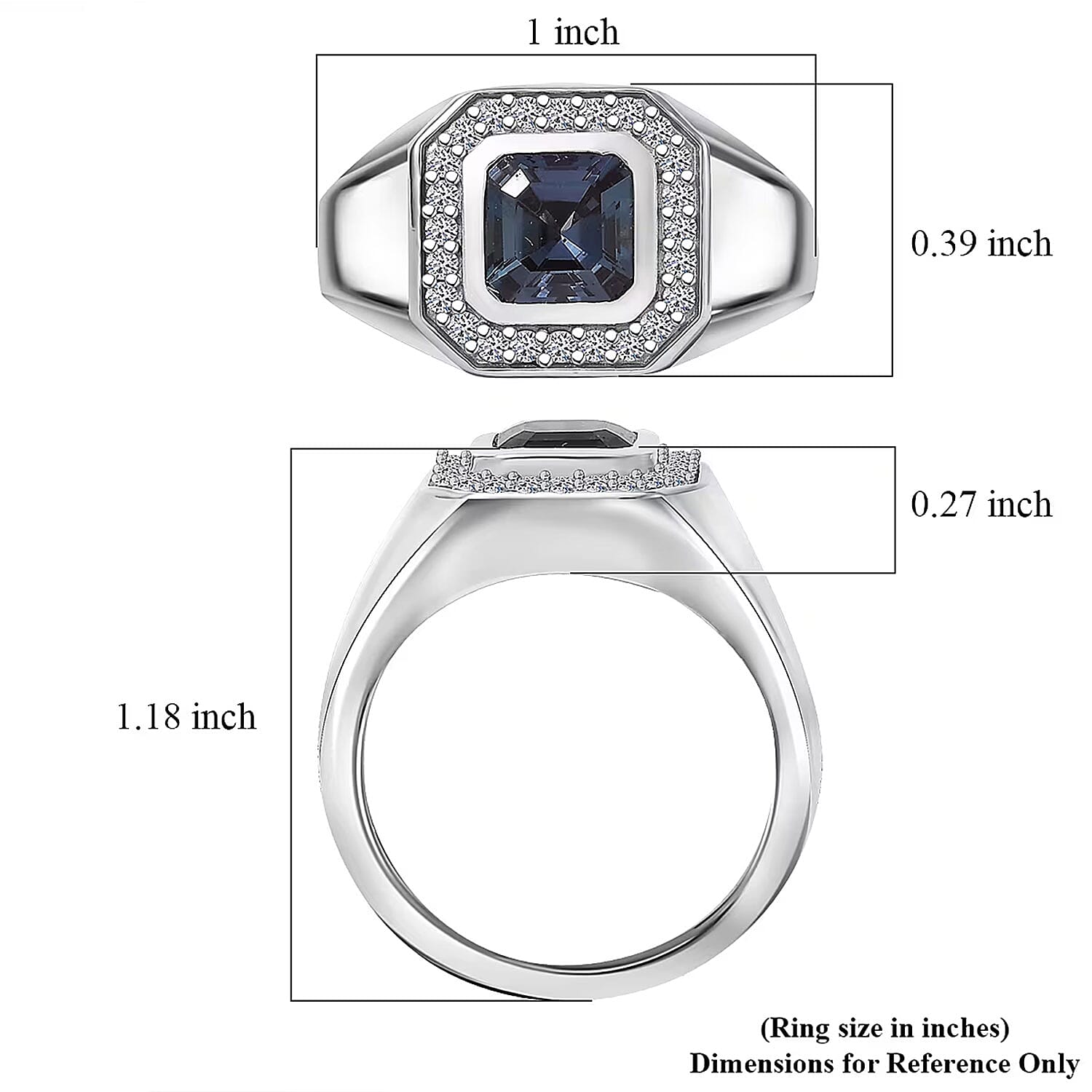 Luxuriant AAA Lab Grown Alexandrite and Lab Grown Diamond G-H SI 2.40 ctw Eclipse Valor Men's Ring in Rhodium Over Sterling Silver (Size 10.0)