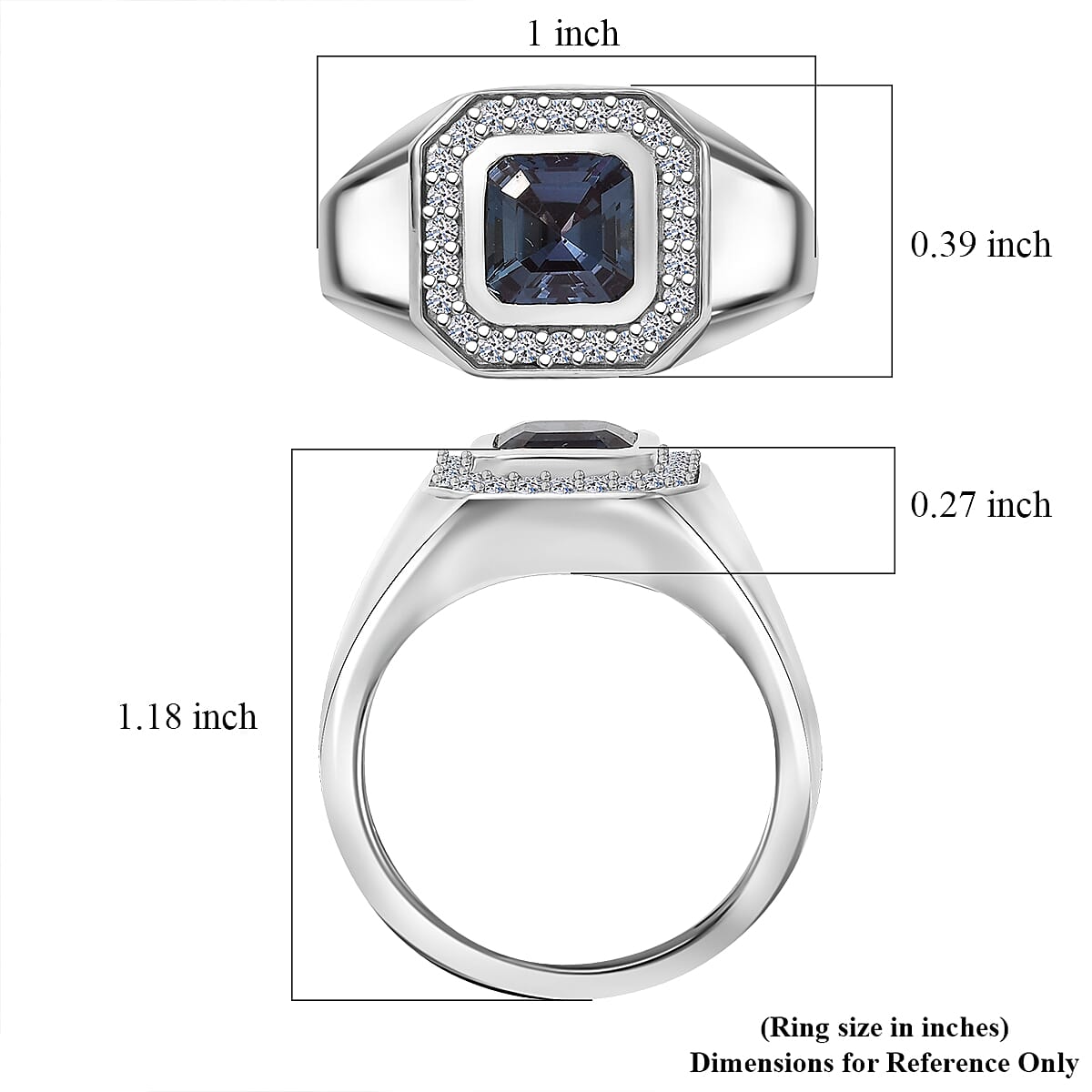 Luxuriant AAA Lab Grown Alexandrite and Lab Grown Diamond G-H SI 2.40 ctw Eclipse Valor Men's Ring in Rhodium Over Sterling Silver (Size 12.0) image number 5