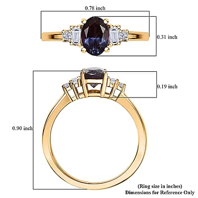 Luxuriant AAA Lab Grown Alexandrite and Lab Grown Diamond G-H SI 1.20 ctw Twilight Grace Ring in 18K Vermeil Yellow Gold Over Sterling Silver (Size 6.0)