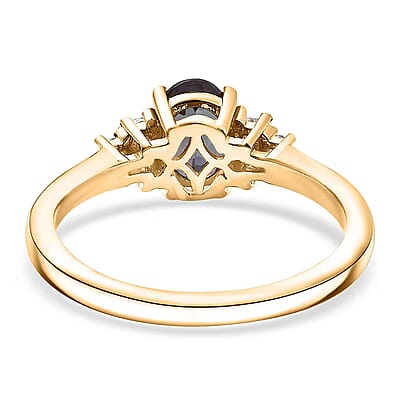 Luxuriant AAA Lab Grown Alexandrite and Lab Grown Diamond G-H SI 1.20 ctw Twilight Grace Ring in 18K Vermeil Yellow Gold Over Sterling Silver (Size 6.0)