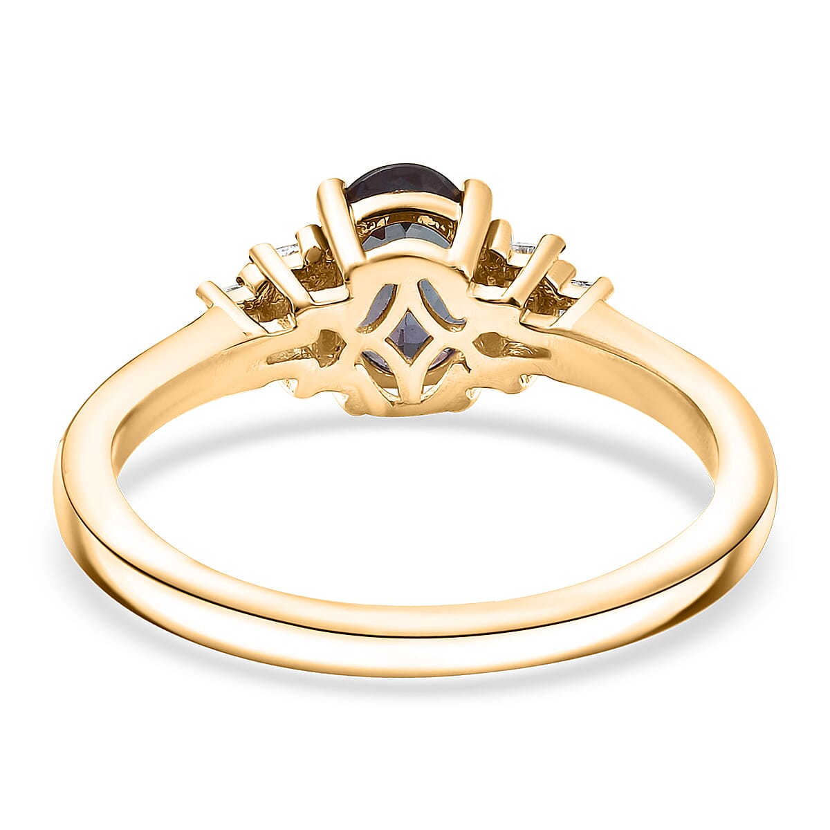Luxuriant AAA Lab Grown Alexandrite and Lab Grown Diamond G-H SI 1.20 ctw Twilight Grace Ring in 18K Vermeil Yellow Gold Over Sterling Silver (Size 7.0)  image number 4