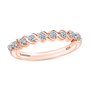 Luxuriant Lab Grown Diamond E-F VS 0.25 ctw Band Ring in 18K Vermeil Rose Gold Over Sterling Silver (Size 10.0)