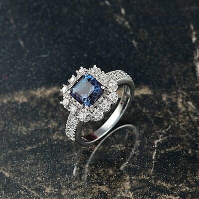 Luxuriant Lab Grown Alexandrite, Lab Grown Diamond Ring in Rhodium Over Sterling Silver 2.80 ctw (Size 6.0)
