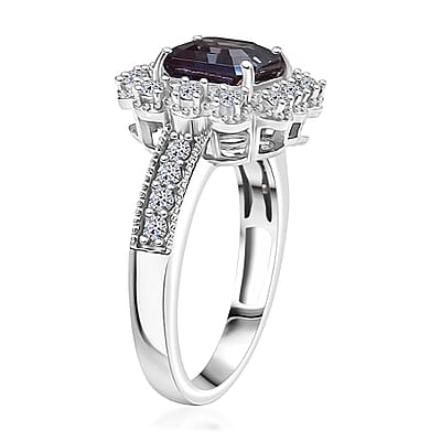 Luxuriant Lab Grown Alexandrite, Lab Grown Diamond Ring in Rhodium Over Sterling Silver 2.80 ctw (Size 6.0)