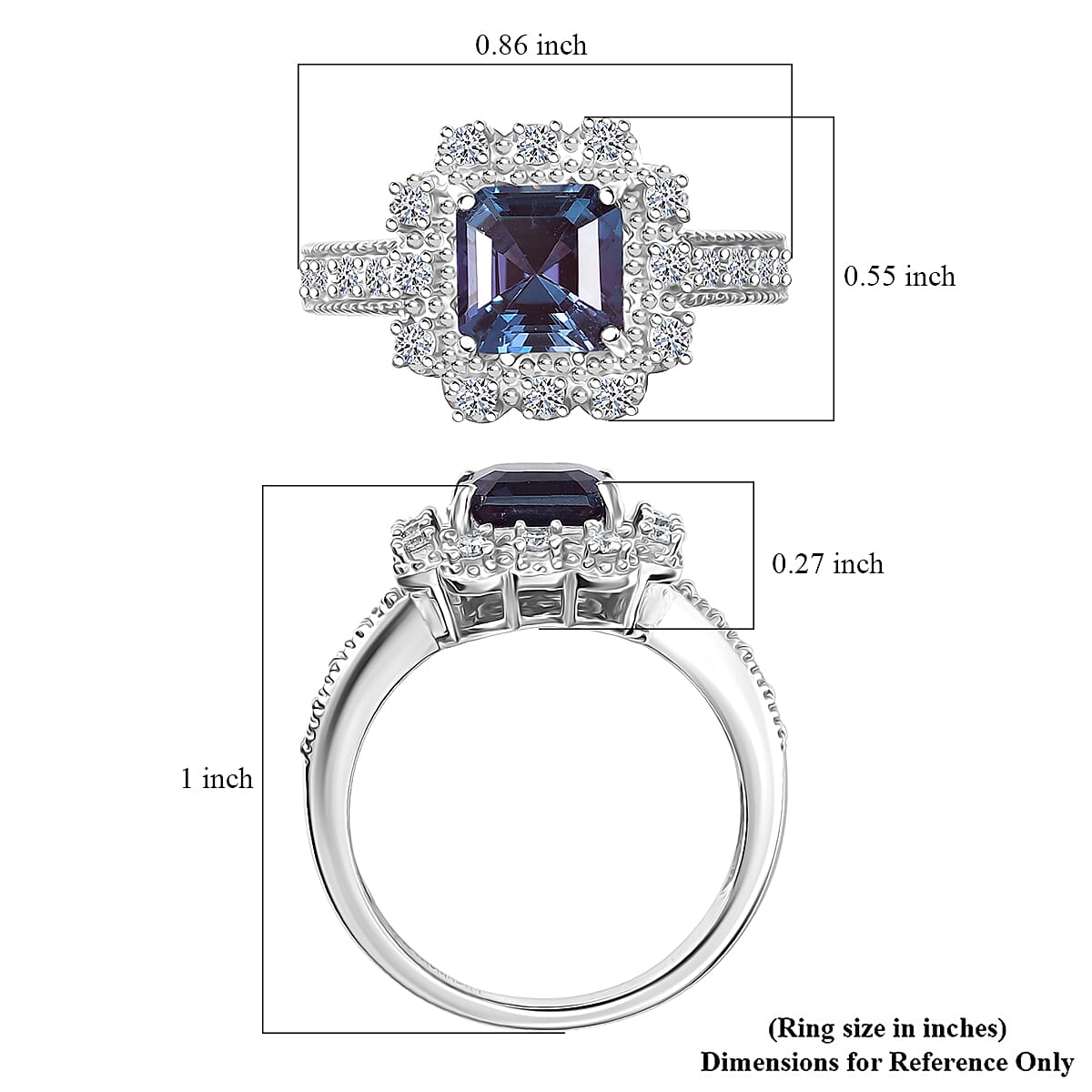 Luxuriant Lab Grown Alexandrite, Lab Grown Diamond Ring in Rhodium Over Sterling Silver 2.80 ctw (Size 7.0) image number 5