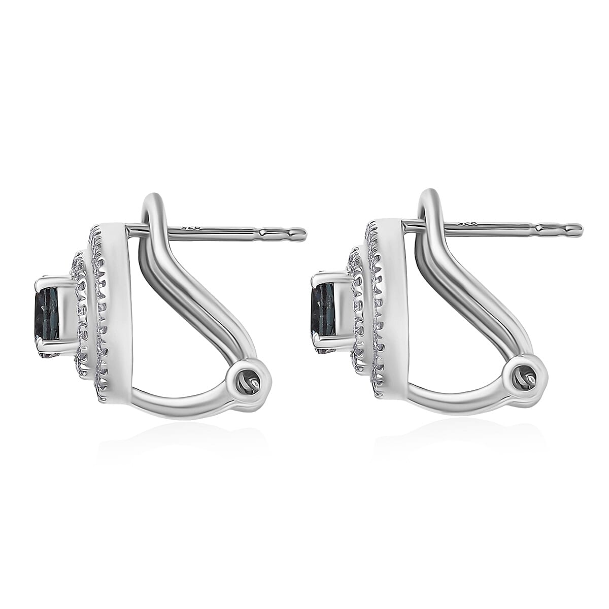 Luxuriant Lab Grown Alexandrite and Moissanite 1.80 ctw Art Deco Earrings in Rhodium Over Sterling Silver