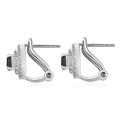 Luxuriant Lab Grown Alexandrite and Moissanite 1.80 ctw Art Deco Earrings in Rhodium Over Sterling Silver
